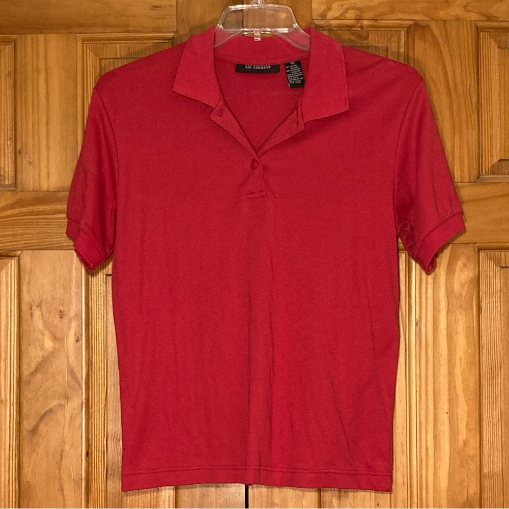 NWOT Liz Thomas Vintage 80s 90s Top Short Sleeve Blouse Red Size M Medium